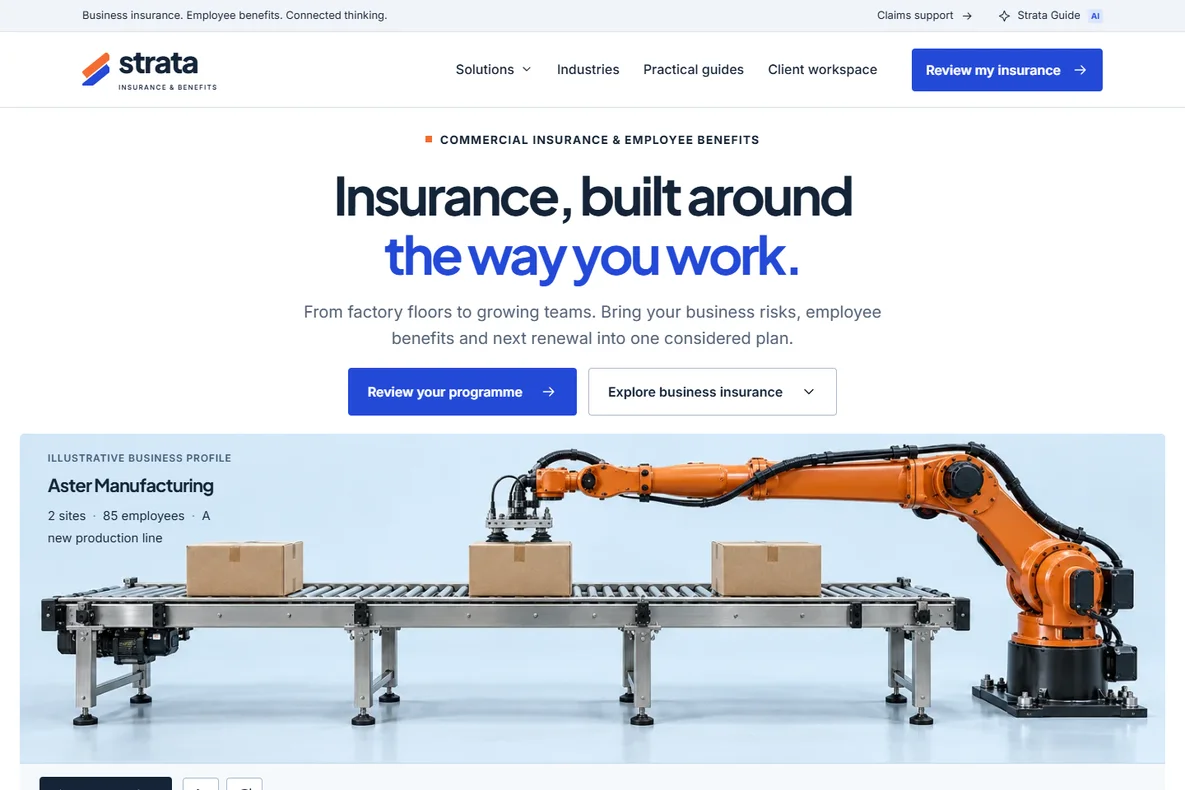 Strata Insurance & Benefits website screenshot