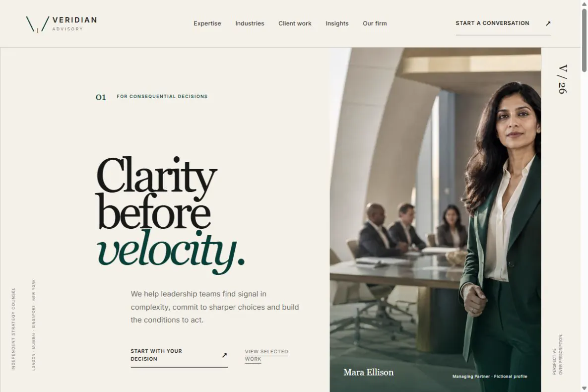 Veridian Advisory website screenshot