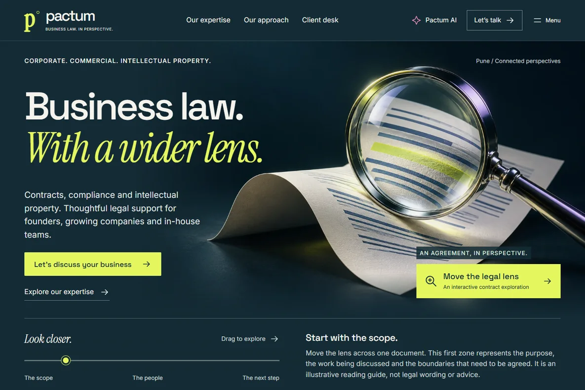 Pactum Legal website screenshot