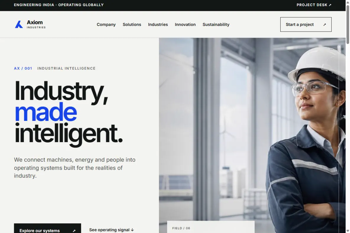 Axiom Industries website screenshot