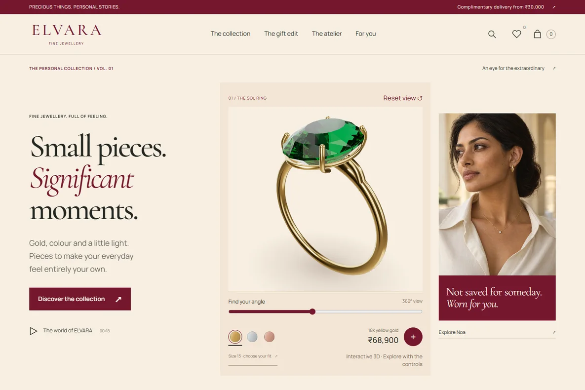ELVARA Fine Jewellery website screenshot