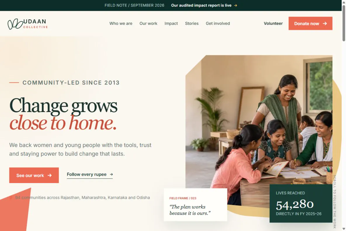 Udaan Collective website screenshot