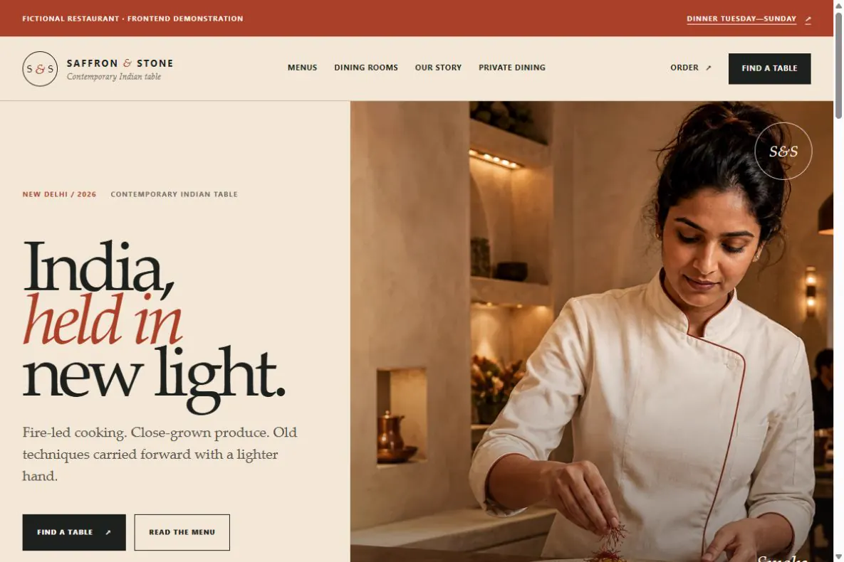 Saffron & Stone website screenshot